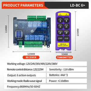 LD-BC6 6CH รีโมทคอนโทรลวิทยุอุตสาหกรรมป้องกันการรบกวนกันน้ำสำหรับรอกเครนยก 12V 24V 380V - Product Image 5