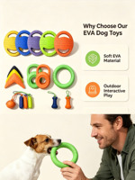 Jouets à mâcher pour animaux de compagnie, ensemble de jouets en EVA mixte, certifiés CE, vente en gros de jouets pour animaux de compagnie pour jeu interactif intérieur/extérieur, logo personnalisé OEM