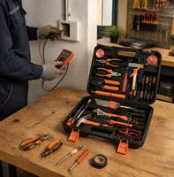 Kit d'outils d'électricien 37 pièces en acier au chrome-vanadium CRV, multimètre, tournevis, pinces, fer à souder, dénudeur de fils, étui rigide OEM