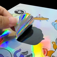 Film adhésif statique holographique personnalisé en PET pour vente en gros, autocollant de fenêtre arc-en-ciel en vrac, activé par l'eau, en silicone simple