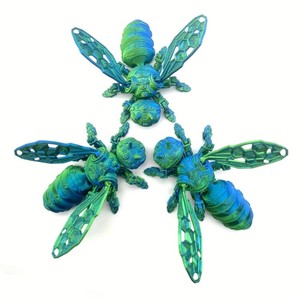 Figurine d'abeille réaliste imprimée en 3D sur mesure de 10 cm, jouet éducatif articulé rotatif en plastique, couleur personnalisée, animal à assembler - Product Image 6