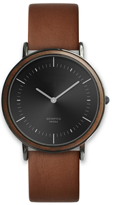 Montre-bracelet homme chic et décontractée 2025 en <span class=keywords><strong>bois</strong></span> de luxe avec <span class=keywords><strong>lunette</strong></span> en <span class=keywords><strong>bois</strong></span> de rose teinté, boîtier mat prune, cadran rose poudré et bracelet en cuir gris - Product Image 5