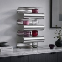 Étagère de présentation autoportante en aluminium moderne, brillante, ondulée et incurvée, 50x30x19cm, organisateur flexible et détachable pour la décoration intérieure, la maison et la cuisine
