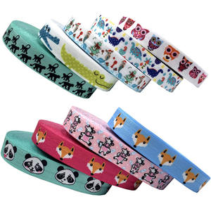 100 yardas Rana <span class=keywords><strong>Panda</strong></span> estampado pliegue sobre elástico zorro mariquita gato ballena sirena FOE elástico para niñas banda para el cabello pulsera Accesorios - Product Image 1