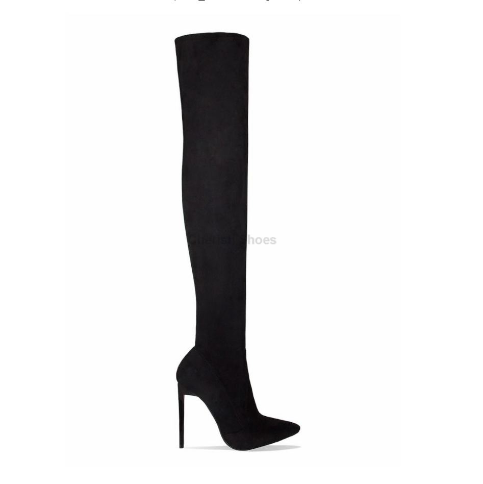 Botas largas de mujer con tacones de aguja y de tela vaquera con rasgados  comprar a buen precio — entrega gratuita, reseñas reales con fotos — Joom
