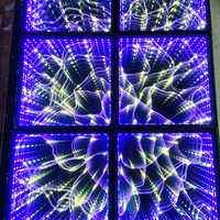 Piste de danse LED 3D magnétique étoilée à effet infini 50x50cm IP65 en verre trempé sans fil DMX512 pour mariage - Échantillon disponible