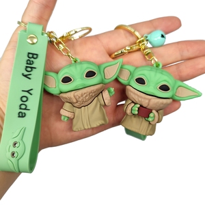 4 Designs Hot Selling Décoration Cadeaux Anime Figure Souvenir 3d Baby <span class=keywords><strong>Yoda</strong></span> Character Pvc Cartoon Keychain - Product Image 1