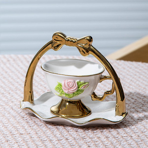 Sottobicchiere Creativo <span class=keywords><strong>in</strong></span> Ceramica a Forma di Cesto di Fiori per Caffè e Tè, per Tazze da Espresso Mediorientali, Uso Domestico e Regali - Product Image 6