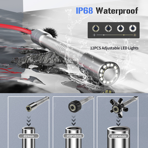 Cámara de Inspección de Tuberías Autonivelante de 30m, Endoscopio de Drenaje y Alcantarillado con Pantalla IPS de 10 Pulgadas y 1080P, Grabadora DVR, Cable de 5mm y Contador de Metros - Product Image 5