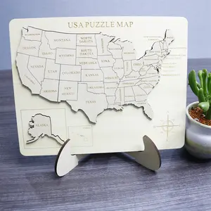 Montessori Toys Kids Puzzle United States Wooden Map Puzzles for Learning the States of America