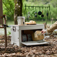 Boîte de rangement : Coffre de voiture pliable pour le camping en plein air avec couvercle en bois, rangement portable multifonctionnel