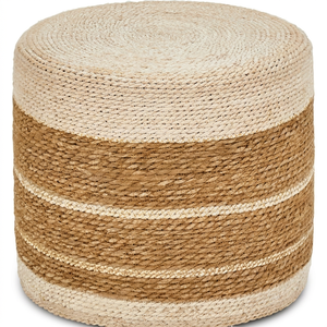 Handmade Macrame Pouf Ottoman Modern Apartment Decorative Seat <b>Stool</b> <b>Bamboo</b> Lightweight Durable Multi-Purpose Living Room Home - Product Image 1