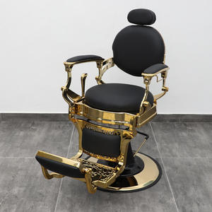 เก้าอี้ตัดผมสไตล์โบราณสีแดงเงินสำหรับร้านตัดผม ขาย - Product Image 1