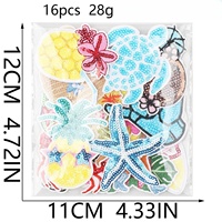 Patchs thermocollants en feutre non tissé avec broderie Cœur de plage, paillettes, motifs de dessins animés, vagues et coquillages pour chapeaux et valises