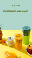 Fashion Design Oem 7.4V 6 Blades Oplaadbare Draagbare Blender Fruit Blender Draagbare Usb Met 550Ml Capaciteit