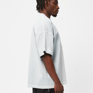 <span class=keywords><strong>T</strong></span>-<span class=keywords><strong>shirt</strong></span> ample en coton épais pour hommes, <span class=keywords><strong>bleu</strong></span> <span class=keywords><strong>marine</strong></span>, mode estivale avec tissu éponge personnalisé avec logo imprimé - Product Image 4