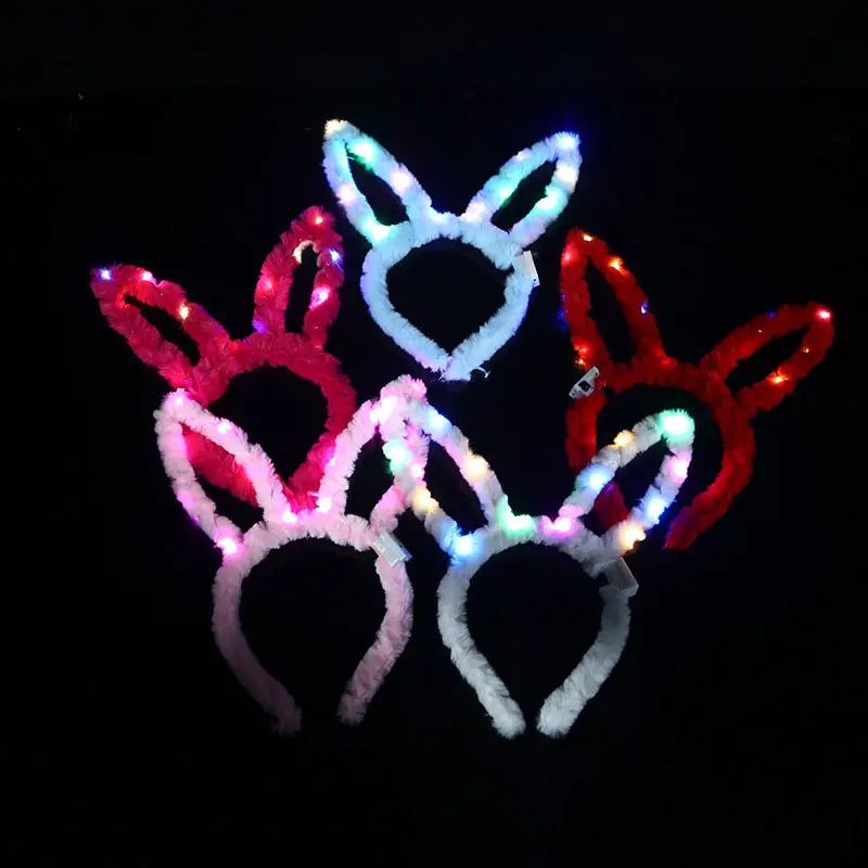 New Concert Party Rabbit Ears Headdress Hair Bands Easter Bunny Ears Led Light Up Headband