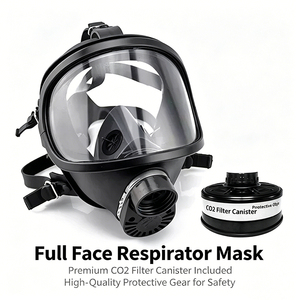 <span class=keywords><strong>Masque</strong></span> à gaz intégral Huli Shield certifié CE MF14+CO2, respirateur en silicone de qualité supérieure à large champ de vision, filtre remplaçable, monoxyde de carbone - Product Image 1