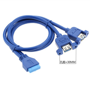 USB 3.0 20p nữ bảng điều khiển gắn kết y cáp PVC Áo Khoác Đôi USB 3.0 nữ cho máy chiếu máy ảnh Microphone xe ứng dụng loa - Product Image 5