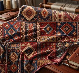 Tissu d'ameublement imprimé à motifs tribaux au mètre, textile décoratif géométrique ethnique pour canapé, chaise et coussin - Product Image 6