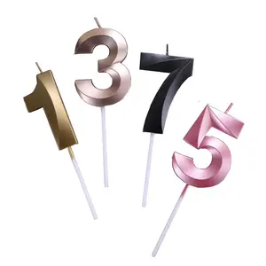 Birthday Candles Number 0-9 Gold/Silver/Pink Kids Birthday Candles for Cake Decoration Party Supplies Cake Topper Glitter Candle