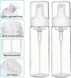 100ml 120ml 150ml <b>200ml</b> Face Cleanser Cosmetic Plastic Foam Pump <b>Bottles</b> Blue White Transparent PET Mousse Pump Sprayer - Product Image 4