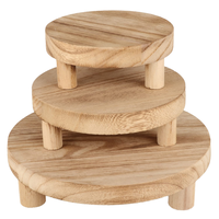 Lot de 3 Socles Ronds Autoportants en Bois Massif Poli, Écologiques, Style Ferme, pour Présentoir et Organisation Domestique