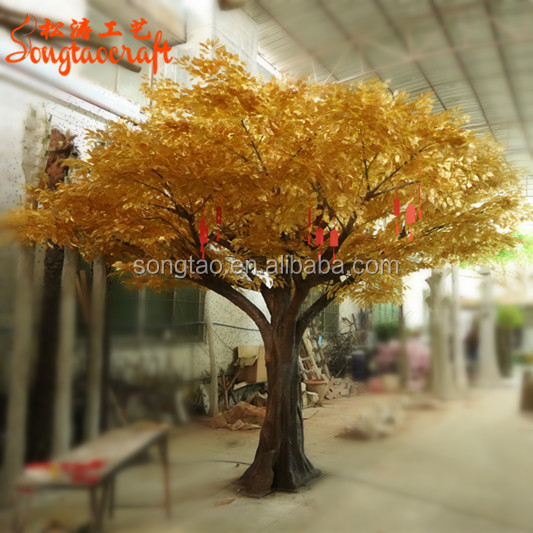 Árbol dorado artificial para exteriores, decoración falsa para boda, Árbol de los deseos, paisaje de árboles y plantas