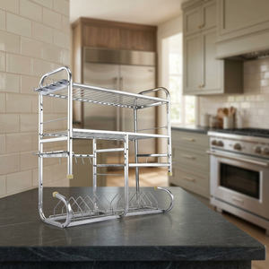 3 Tier Stainless Steel Dish <b>Rack</b> Wall Mounted Kitchen Dish Drainer Organizer for <b>Plates</b> Bowls 24x24x9.5 Inch - Product Image 6