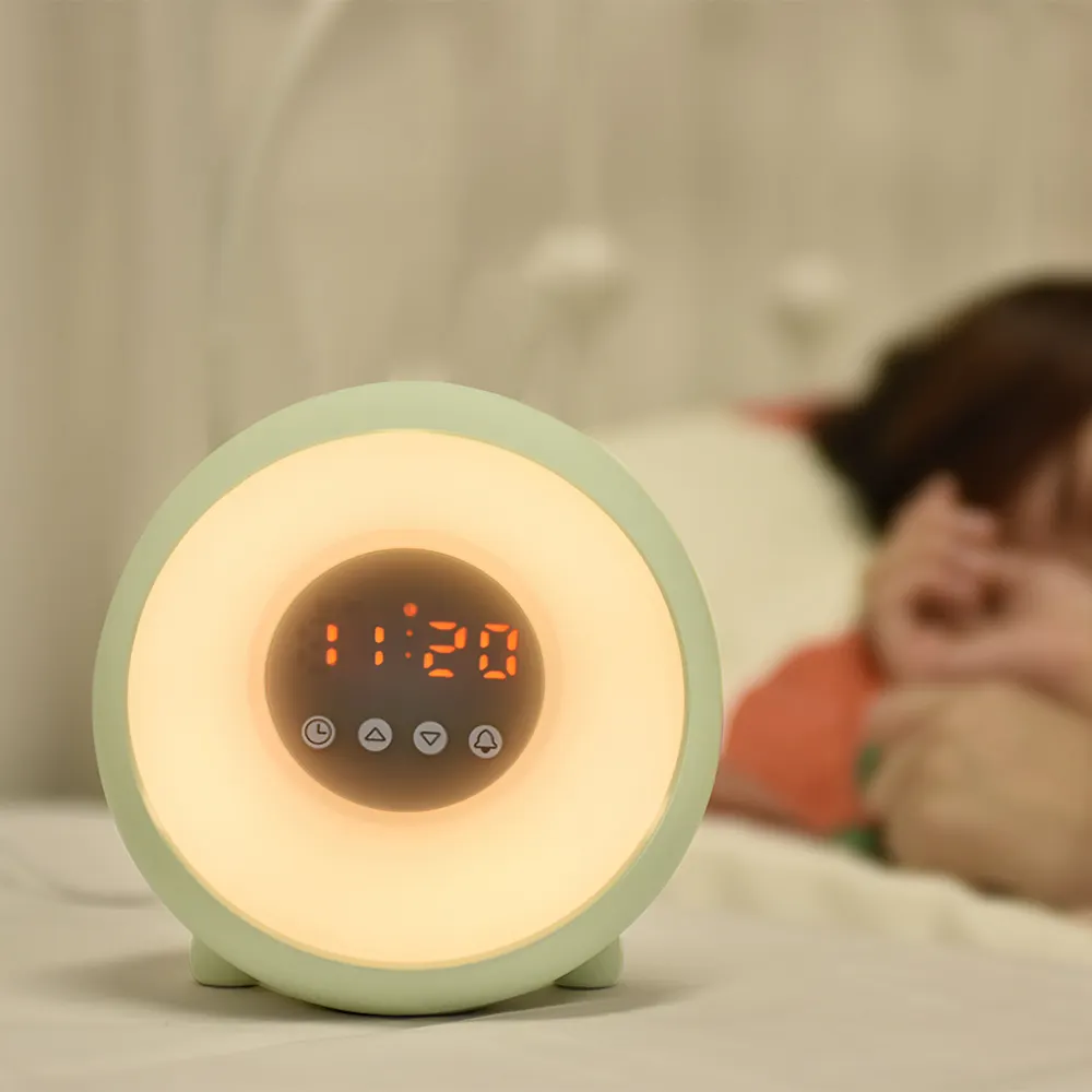 Nursery Sunrise Nature Sounds Color Changing Alarm Clock Baby Kids Sleep Trainer