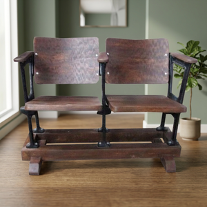 Handmade Antique Traditional 2-Seater Cinema <b>Bench</b> Industrial Metal Wood Living Room Bedroom Home Furniture - Product Image 2