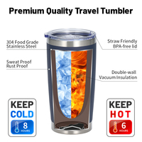 Vente en gros de gobelets à café et à eau personnalisés de 600 ml (20 oz) avec revêtement en poudre, gobelet de voyage pour bière avec couvercle coulissant magnétique