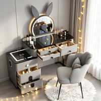 Table de toilette intelligente de luxe Woodstyle avec miroir LED, tiroirs extensibles, Bluetooth sans fil pour mobilier de chambre d'hôtel