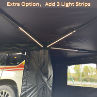 Tente de toit de voiture Sunproof 2.0m 2.5m avec auvent autoportant à 270 degrés Annexe D Hole Wall LED Lights en tissu Oxford