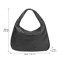 Stilvolle Hochwertige PU-Leder Geflochtene Damen-Schultertasche mit Großer Kapazität Reise-Unterarmtasche mit Reißverschluss für Frauen