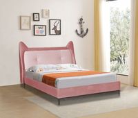 Cadre de lit double King de luxe italien au design minimaliste Queen Size tête de lit en velours couleur personnalisée cadre de lit en métal rose
