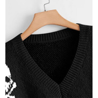 2025 New Trend Fashion Einfache Halloween Schädel Muster Jacquard V-Ausschnitt Loose Pullover Sweater