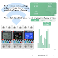 Sistema de Gestión de Energía WiFi Inteligente RMshebei Medidor Monofásico Protector Digital de Voltaje y Corriente Disyuntor de Fuga a Tierra