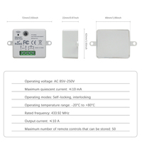 Interruptor de Control Remoto Inalámbrico Universal de 433 Mhz, 110 V, 220 V, 10 A, Mini Receptor de Relé, Control Remoto para Lámpara LED del Hogar