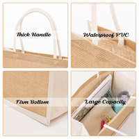 Sac à main en lin pour femmes imprimé de logo personnalisé à la mode Poignée de voyage réutilisable Cadeau Produit commercial Fourre-tout Sac en jute