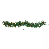 Guirlande de Noël artificielle verte de 1,8 m pré-éclairée à LED transparentes, mélange de pin et de pommes de pin, pour décoration intérieure des fêtes, directement de l'usine