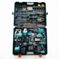 Ensemble de perceuse à percussion 5-en-1 en acier inoxydable, kit de perceuse sans balais, tournevis électrique à batterie lithium, boîte à outils portable, combo