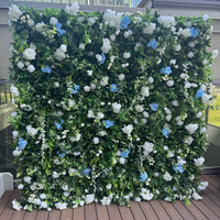 MoKtong Rosa und Weiße Blumenwand 3D mit Ineinandergreifenden Seidenrosen und Hortensien für Babyparty Geschlechtsoffenbarung Partydekoration