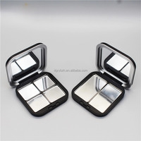 En stock, prêt à être expédié, étui compact magnétique carré noir mat portable pour le rangement de fards à paupières, de blush et de rouge à lèvres