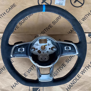Volant en cuir et fibre de carbone pour Volkswagen VW Polo MK <span class=keywords><strong>Golf</strong></span> 5 6 7 7.5 <span class=keywords><strong>6R</strong></span> R Passat CC Gti Gte personnalisé - Product Image 4