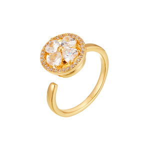Flower Open <b>Ring</b> Adjustable Index Finger <b>Ring</b> Micro Pave Pink <b>Crystal</b> Jewelry Gift - Product Image 5