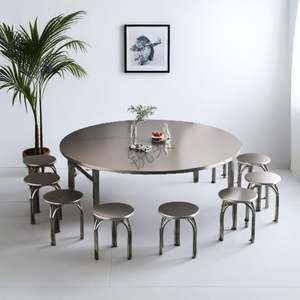 Mesa Plegable Redonda Rústica de Acero Inoxidable 304 para Restaurante, Ligera y Duradera, con Superficie Metálica, para Uso en Interiores y Exteriores - Product Image 3