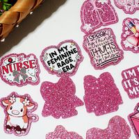 Accessoires de bijouterie en acrylique à dos plat, motif infirmière de dessin animé avec lettres, mignon, pailleté, pour porte-badge d'infirmière, DIY