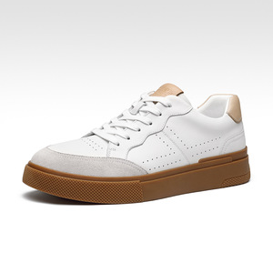 Baskets basses blanches pour hommes, chaussures décontractées à talon moyen, couleur unie, légères, résistantes à l'usure, antidérapantes, en toile, tendance - Product Image 1