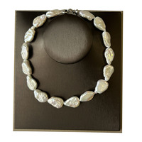 Collier de perles baroques d'eau douce 100% naturelles de 16-18 pouces - Bonne qualité - Fermoir tendance - Certificat - 4 USD supplémentaires par pièce